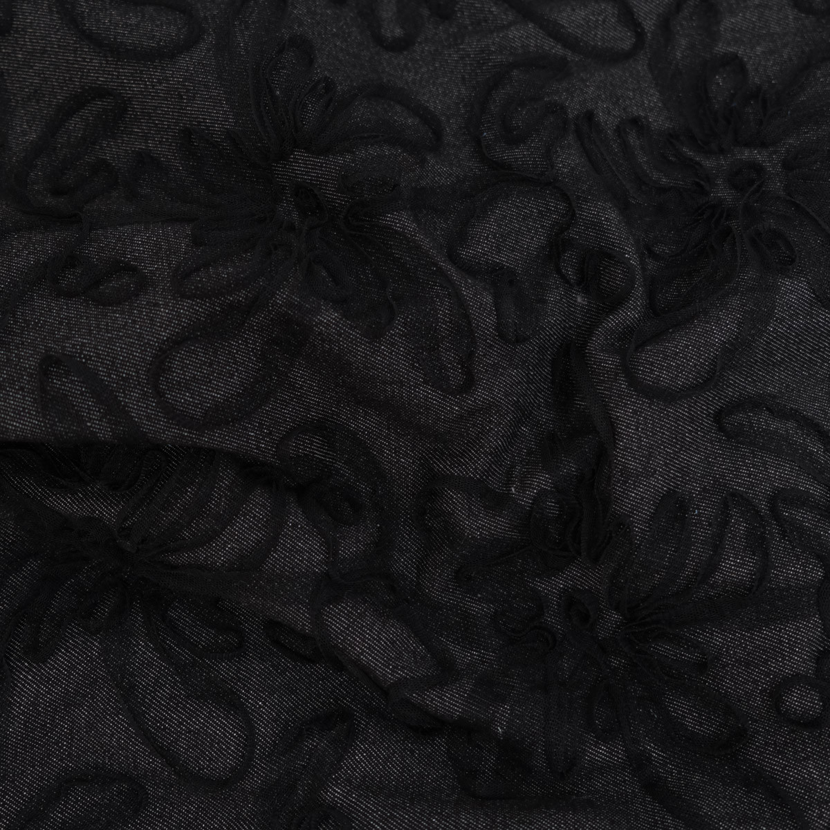 Jean Broderie Tulle Flora Noir - Maison Klem